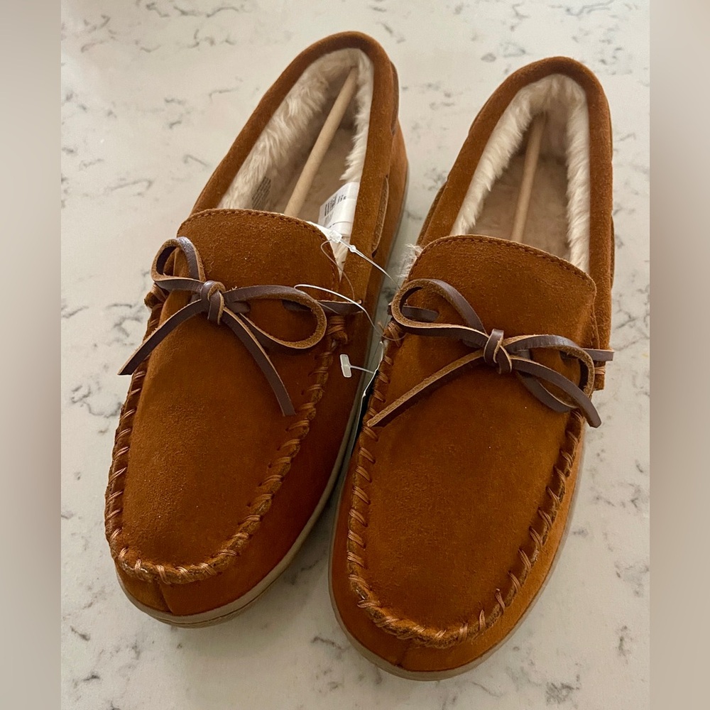J. Crew Chestnut Suede Moccasin Slippers